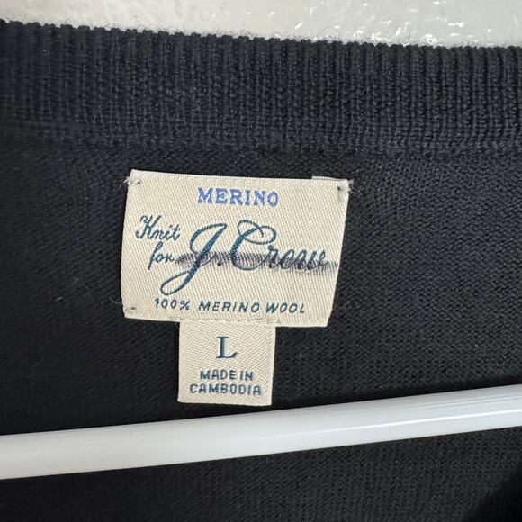 J.Crew Xinao Merino Wool V-Neck Sweater Mens L Black Long Sleeve AD337 Pullover - Picture 4 of 7